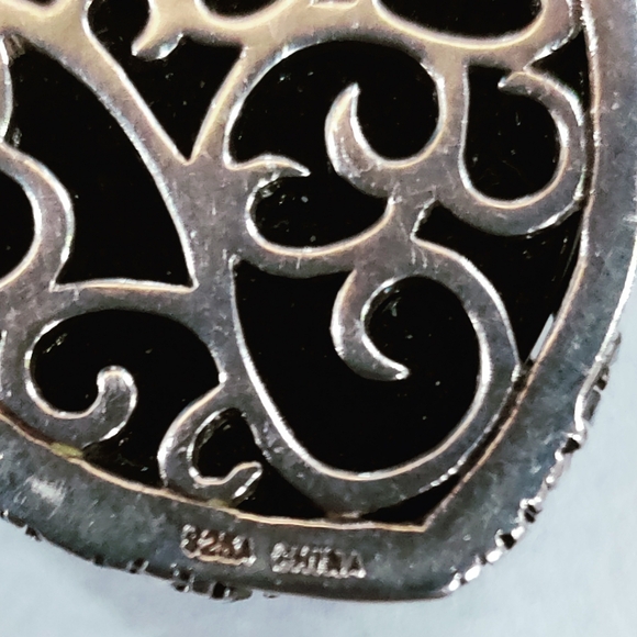 Gorgeous Black Onyx, Markesite, And Sterling Silver pendant. - Picture 2 of 6